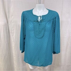 Matilda Jane Teal Eyelet Blouse